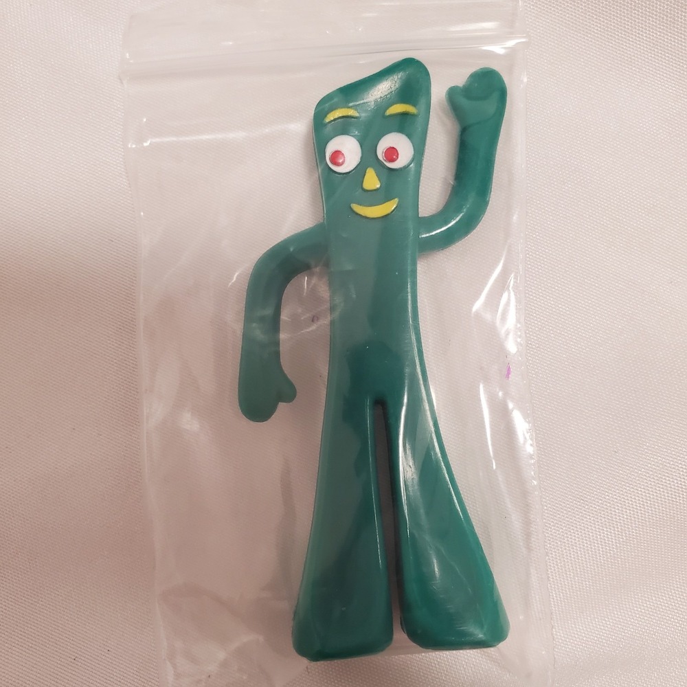 1989 Prema Toys Gumby Rubber Figure Small Vintage Green Action Figure 3in